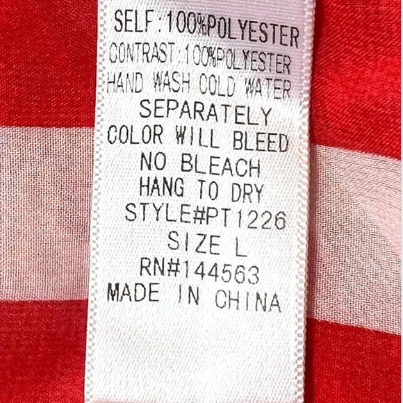 NWT Red, White & Blue Stars & Stripes Sheer Button Down Shirt Size Large - Picture 6 of 10